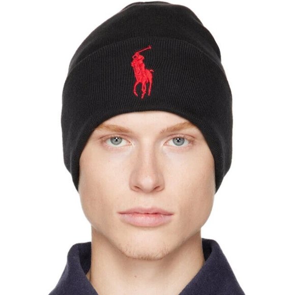 Polo Ralph Lauren Black Big Pony Hat Beanie $48 - Picture 3 of 8
